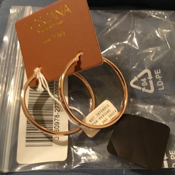 NWOT Toscana Italian 18k Gold Plated Large Hoop Earrings In Box - Picture 6 of 9